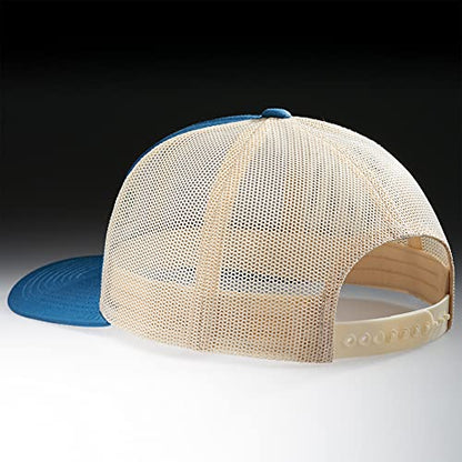 Larix Hats for Men, Trucker Hat Men, Tamarack Mountain, Mesh Snapback - color: Royal Blue Beige - Tm