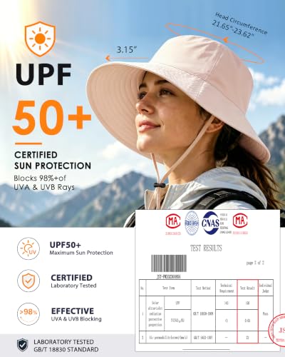Water-Resistant UPF 50+ Sun Bucket Hat Packable Brimmed for Women Men - color: Beige