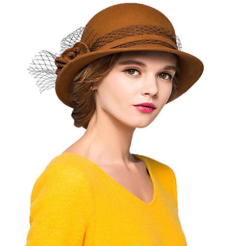 Maitose™ Women's Wool Felt Bowler Hat - color: Orange