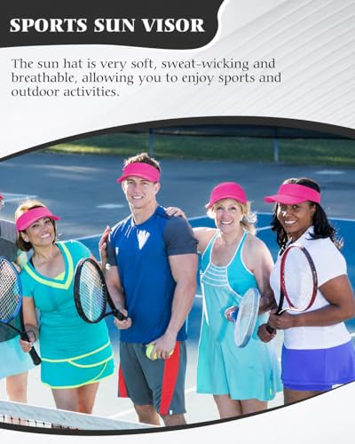 12 Pack Sun Visor Hats Softball Adjustable Cap Sun Protection for Women Men - color: Hot Pink