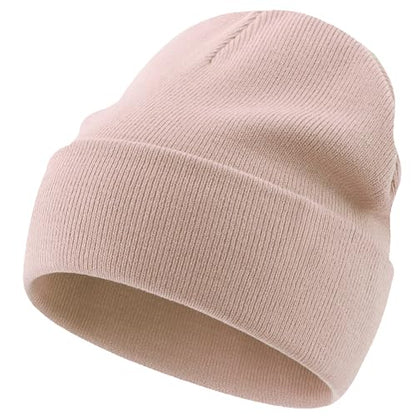 100% Cotton Beanie Lengthen Cuffed Beanies Knit Winter Hats Unisex - color: 1-pink