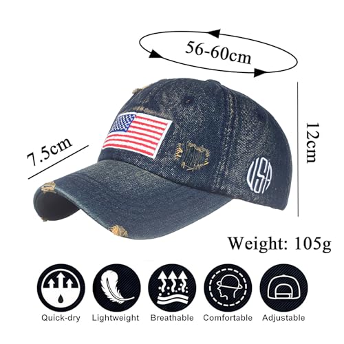 American Flag Baseball Caps Embroiderred USA Flag Patriotic Dad Hat Adjustable Trucker Hats for Men Women - color: Usa Flag Blue 3#