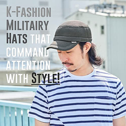 CHARM Mens Cadet Hat Kpop Caps - Womens Military Cadet Hat Korean Style Baseball Cap Mesh Fabric - color: Navy
