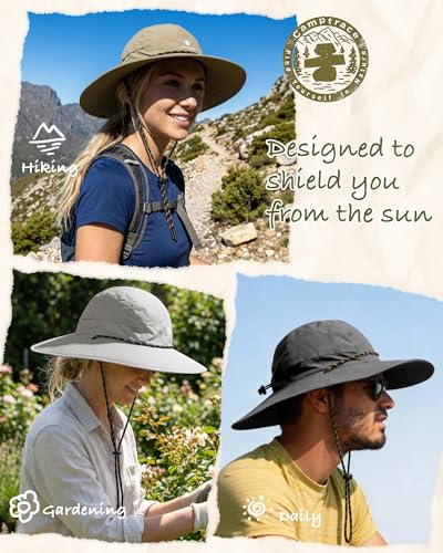 Camptrace Sun Hats for Women Men UV Protection Hiking Fishing Cap - color: Beige