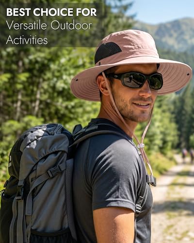 Sun Hats for Men Women UV Sun Protection Waterproof Wide Brim Bucket Hat - color: Dusty Purple
