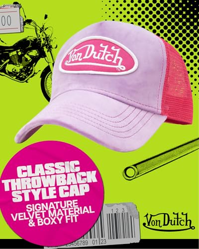 Von Dutch Unisex Velvet Trucker Hat, Curved Bill, Mesh Back, Snapback - color: Lilac Ice