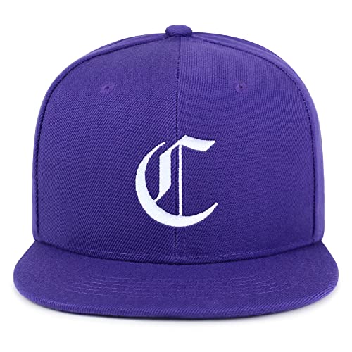 JPAK Old English Letter C Hip-Hop Snapback Hat Embroidered Baseball Cap English Alphabet - color: 05. Purple