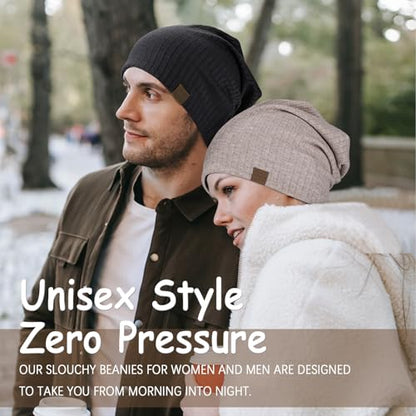 HAMUNI Slouchy Beanie for Men Women Soft Lightweight Chemo Headwear - color: Khaki