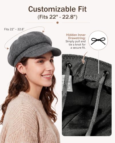 American Trends Newsboy Hats for Women Baker Boy Cap Fall Winter Beret - color: A-grey