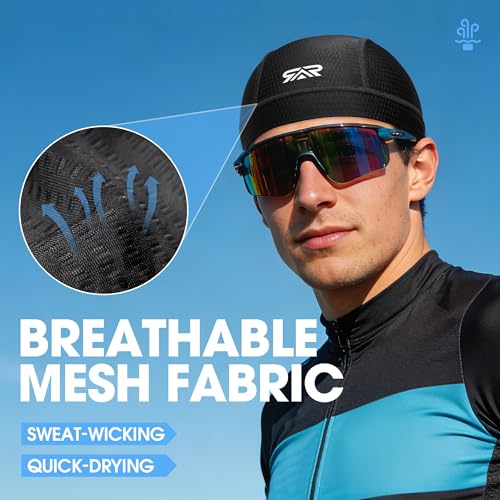 QINGLONGLIN Breathable Mesh Skull Cap Sweat Control HelmetLiner 2-Pack - color: Black + Black