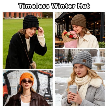 ZOORON Womens Winter Hat Slouchy Beanies for Women Cable Knit Beanie Hats - color: 1pack- Dark Gray