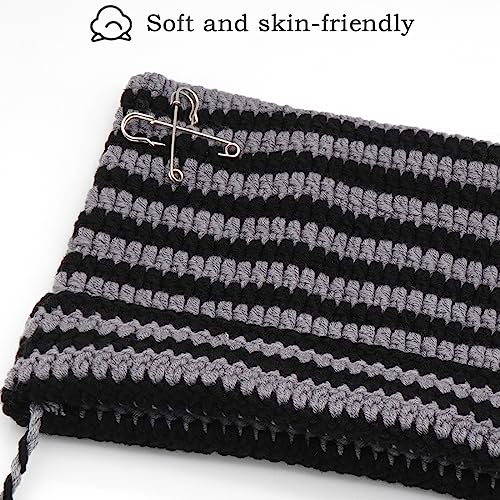 XYIYI Crochet Hats for Women Fox Knit Hat with Pompoms Grunge Goth Accessories Slouchy Beanies for Women Girls - color: Black Grey