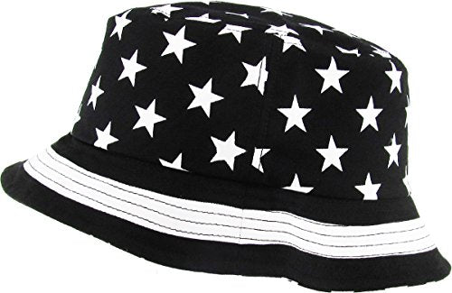 Floral Galaxy Leaf Aztec Tropical Print Bucket Hat Summer Boonie Cap - color: 2. Black Flag