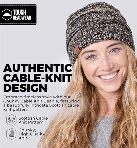Tough Headwear Slouchy Beanie Hat - Itch-Free Winter Hats for Women - Stretchable Beanies for Women - Acrylic Winter Gear - color: Black Gold Mix