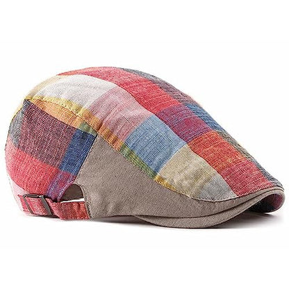 2 Pack Mens Newsboy Flat Cap Plaid Ivy Gatsby Cabbie Driving Golf Hat Beret - color: 2 Pcs Set a