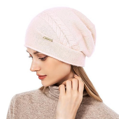 Knit Slouchy Beanie Hats for Women Cashmere Ski Cap Knitted Wool Soft Warm Winter Hat - color: B01-beige