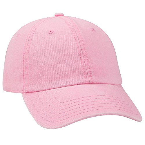 OTTO Garment Washed Pigment Dyed Cotton Twill 6 Panel Low Profile Dad Hat - color: Pink