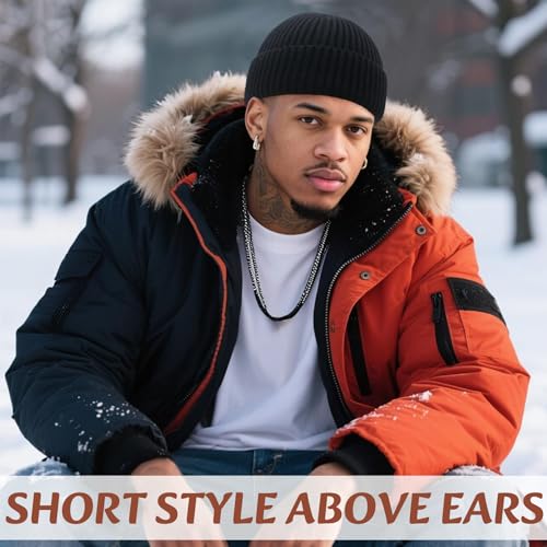 Wool Fisherman Beanies for Men Women Short Cuff Knit Beanie - color: Solid Darkgreen