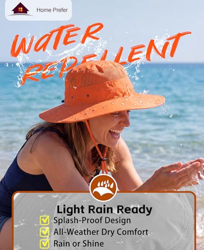 Home Prefer UPF 50+ Men's Sun Hat Wide Brim Bucket Hat UV Protection Hat for Mens Womens Beach Safari Gardening Golf Fishing - color: Orange