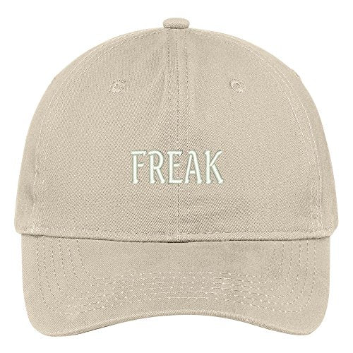 Trendy Apparel Shop Freak Embroidered Soft Low Profile Adjustable Cotton Cap - color: Stone