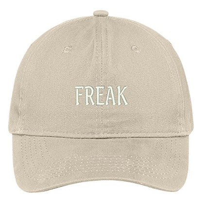 Trendy Apparel Shop Freak Embroidered Soft Low Profile Adjustable Cotton Cap - color: Stone