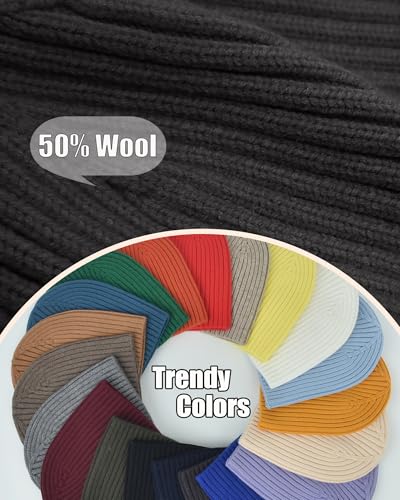 ROYBENS Wool Beanie for Men Women, Seamless Knit Warm Winter Hat Skull Caps - color: 1pcs-dark Gray