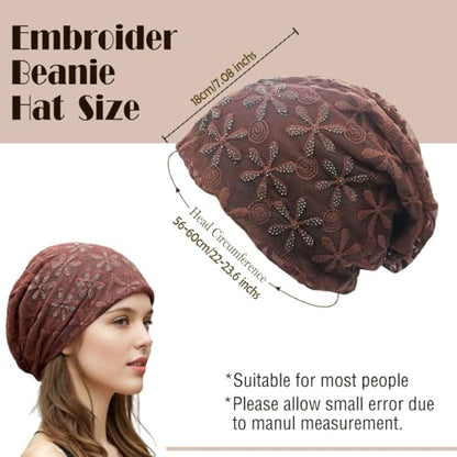 Crochet Slouchy Beanie Hat Turbans Headware for Women - color: Bea01 - Brown