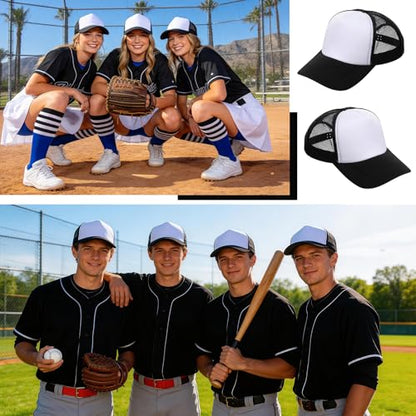 20 Pack Sublimation Trucker Hats Blank DIY Gift Bulk Birthday Party - color: Black