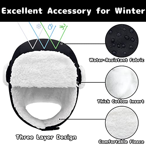 Olreco Toddler Winter Hat Baby Winter Hat Warm Fleece Lined Kids Trapper Hats Toddler Hats for Boys Girls Kid Snow Essentials - color: Waterproof Black, size: 12-24 Months