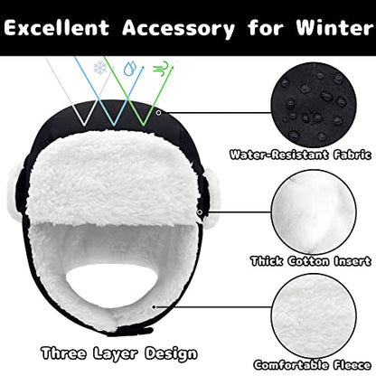 Olreco Toddler Winter Hat Baby Winter Hat Warm Fleece Lined Kids Trapper Hats Toddler Hats for Boys Girls Kid Snow Essentials - color: Waterproof Black, size: 12-24 Months