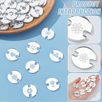 WADORN 48Pcs 8 Styles Acrylic Hat Pom Pom Removable Button, Flat Round Pom Pom Base Sheets for Fixing The Pom Pom in Place Hat Pom Pom Keepers Holders for Knit Beanies and Toques, Clear - color: Clear