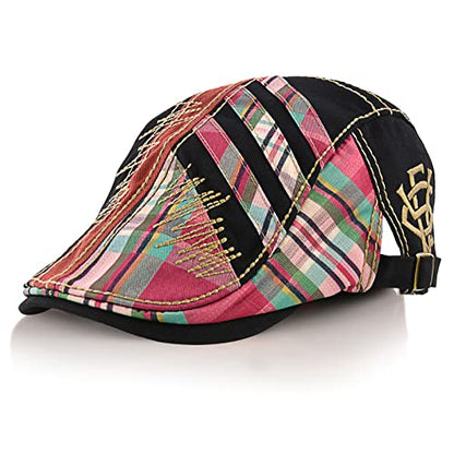 M MOACC Men Beret Hat Cotton Adjustable Newsboy Hats Cabbie Gatsby Cap Driving Flat Caps - color: Hat-t1-black(12489)