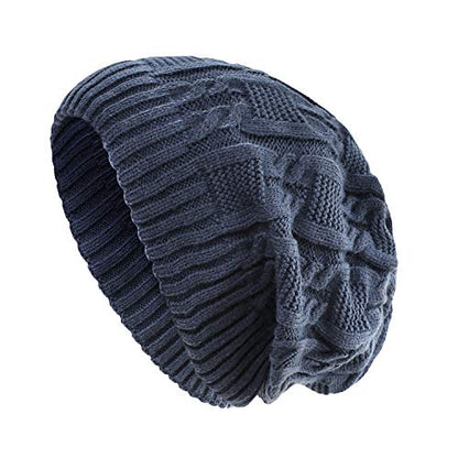 Surblue Unisex Trendy Beanie Warm Oversized Chunky Cable Knit Slouchy Woolen Hat - color: Blue
