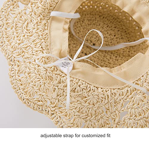 pureborn Baby Toddler Girls Straw Sun Hat Summer Beach Hat - color: Khaki, size: 6-24 Months