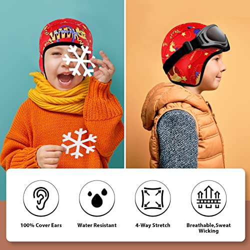 Hikenture Kids Skull Cap Helmet Liner Winter Hat for Boys and Girls Beanie Ski Hat with Thermal Fleece for Snow Sports… - color: Red7