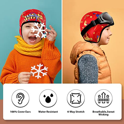 Hikenture Kids Skull Cap Helmet Liner Winter Hat for Boys and Girls Beanie Ski Hat with Thermal Fleece for Snow Sports… - color: Red7