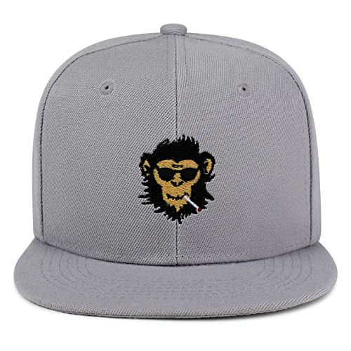 Smoking Monkey Hip-Hop Snapback Hat Embroidered Baseball Cap Wild Animal Funny - color: 02. Light Grey