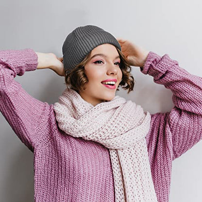 ROYBENS Swag Wool Knit Cuff Short Fisherman Beanie for Men Women Winter Hat - color: 1pcs-gray-thick Double Layer