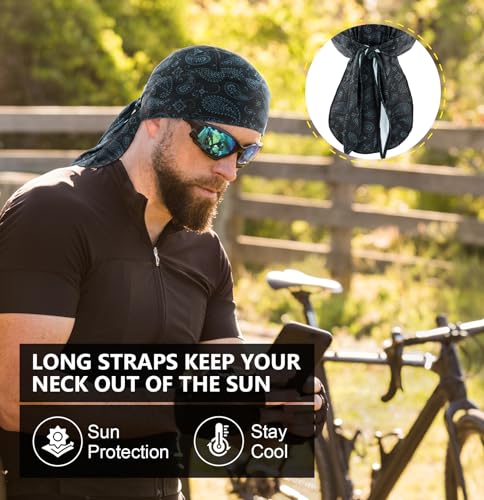 MELASA Cooling Do Rags Skull Cap Helmet Liner Breathable Sweat-Seal - color: Black Paisley