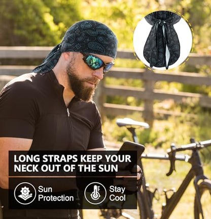 MELASA Cooling Do Rags Skull Cap Helmet Liner Breathable Sweat-Seal - color: Black Paisley