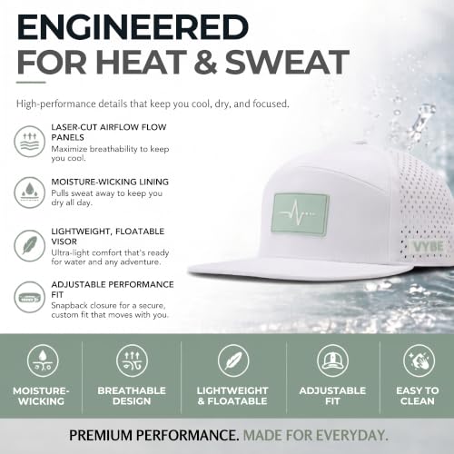 VYBE Performance Snapback Hat - Water-Repellent, Breathable Athletic Baseball Cap for Golf, Gym, Sports, Water - color: Pure Frequency
