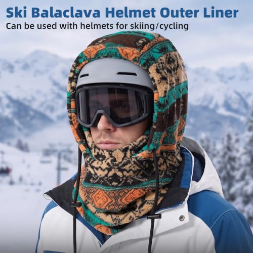 Ski Mask Balalclava Windproof Face Mask Warm Fleece Neck Cover for Cold Weather Helmet Hood for Men & Women - color: B04-boho Retro