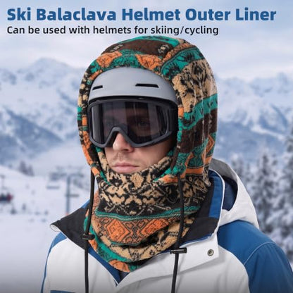 Ski Mask Balalclava Windproof Face Mask Warm Fleece Neck Cover for Cold Weather Helmet Hood for Men & Women - color: B04-boho Retro