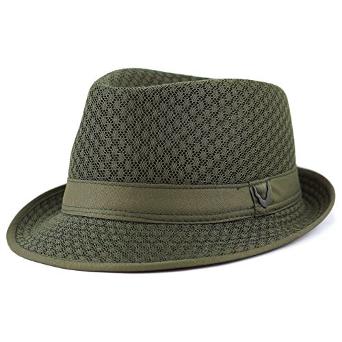 The Hat Depot Light Weight Classic Soft Cool Mesh Crushable Fedora hat - color: Olive, size: Large-X-Large