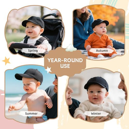 Durio Baby Baseball Cap UPF 50+ Infant Sun Hat Elastic Back 0-12 Months - color: A Black, size: 6-12 Months