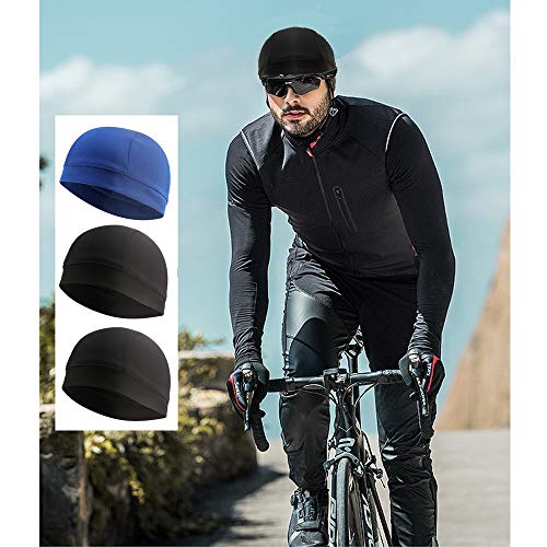 3 Pack Cooling Skull Cap Helmet Liner Sweat Wicking Breathable Hat for Men - color: 2black,royal