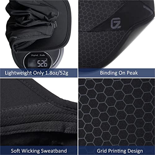GADIEMKENSD Stretch Running Hat with Soft Brim, Quick Dry, Unstructured, Unisex-Adult - color: Black