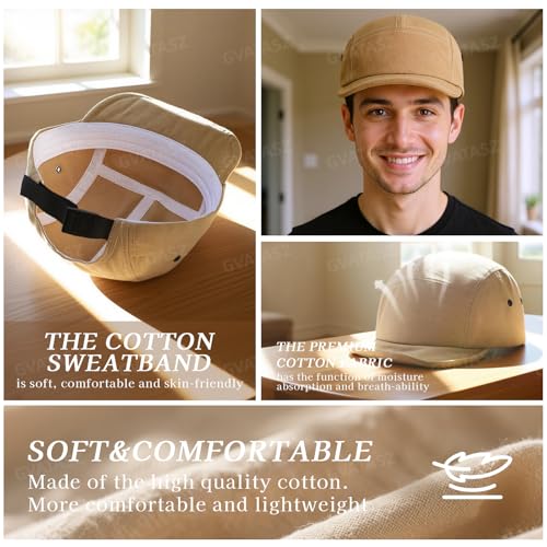 5 Panel Baseball Cap Soft Short Brim Hats for Men Cotton Trucker Hat Low Profile Dad Hats Cadet Caps Snapback Hats - color: Mg-pdym2585-blue