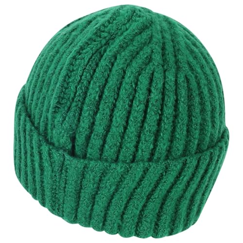 Heavyweight Thick Knit Warm Winter Beanie - color: Green