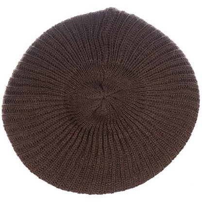 an Fall Winter Knit Beanie Beret Hat for Women Soft Knit Lining Many Styles - color: Brown